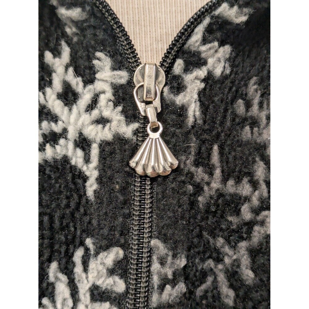 Vintage Black Fleece Snowflake Zipper Sweater Vest sz S Festive Holiday Ski - Picture 4 of 7
